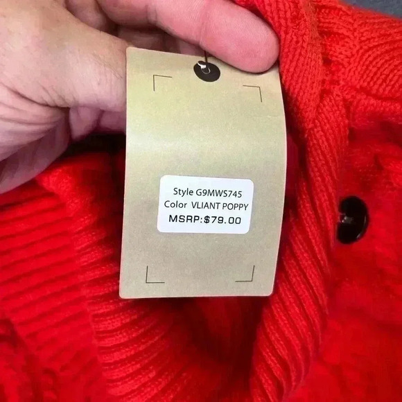 GH Bass Co. NWT Sweater Fall Womens M button cowl neck cute Waffle weave 0793 - Picture 4 of 8